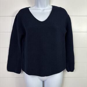 Evereve Dolman Sleeve V-Neck Pullover Sweater Navy Blue sz XS